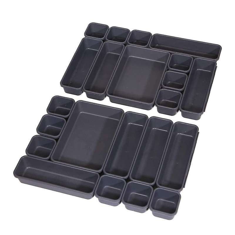 1 Set Of 22 Interlocking Desk Drawer Separators and Container (black)