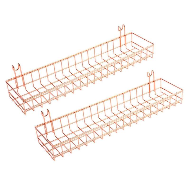 Rose Gold Grid Wall Basket Wire Wall Shelf for Wall Storage Display