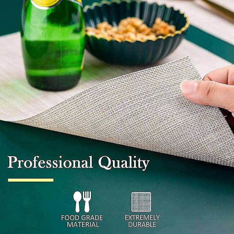 Placemats, Set Of 8 Heat Resistant Stain Resistant Anti-water (beige)