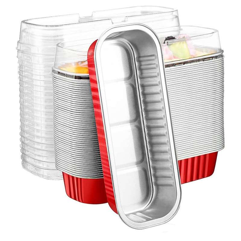 50pcs Disposable Aluminum Foil Mini Loaf Baking Pans with Lids