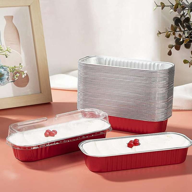 50pcs Disposable Aluminum Foil Mini Loaf Baking Pans with Lids
