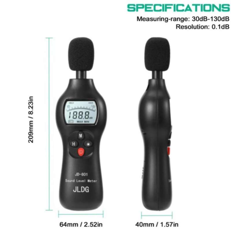 Jldg Jd-801 30-130db Noise Tester Digital Sound Level Decibel Monitor