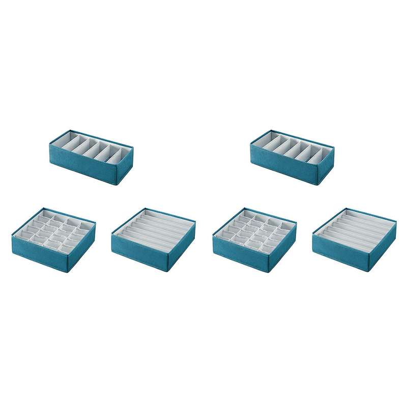 6pcs Drawer Storage Boxes Organisers Collapsible Closet Green