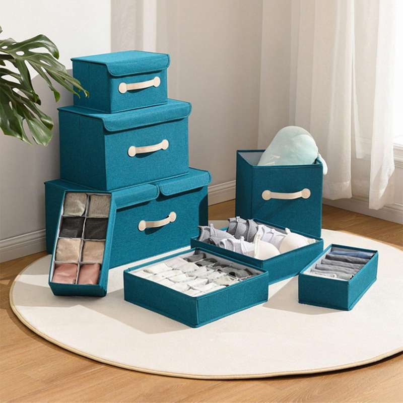 6pcs Drawer Storage Boxes Organisers Collapsible Closet Green