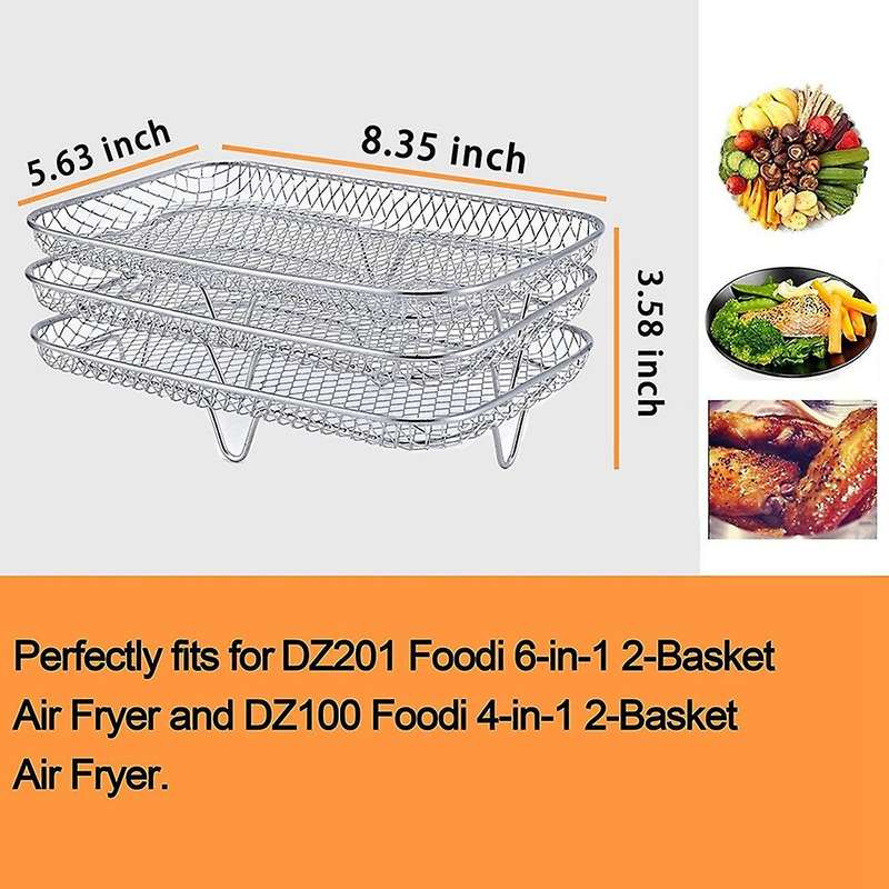 Three-tier Grill Steamer Stainless Steel Air Fryer Accessories