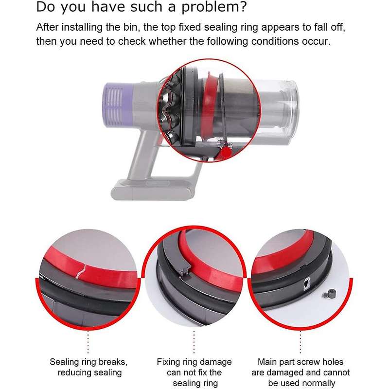 For Dyson V10 Sv12 Vacuum Cleaner-dust Bin Top Fixed Sealing Ring
