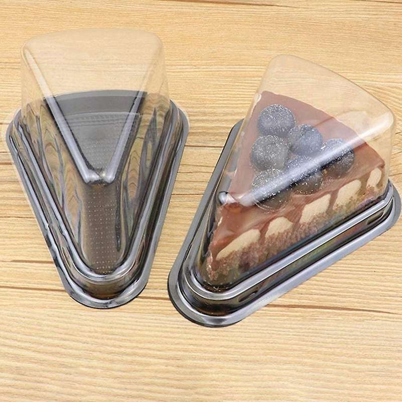 100pcs Cake Slice Clear Container Cheesecake Box with Black Bottom