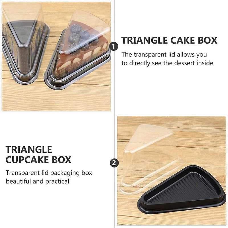 100pcs Cake Slice Clear Container Cheesecake Box with Black Bottom