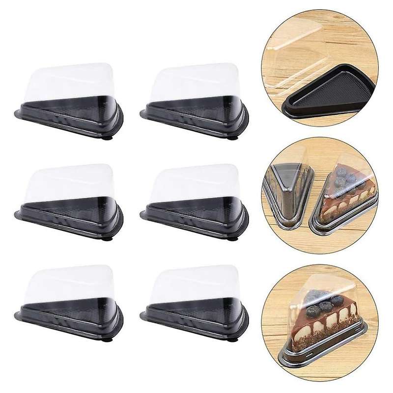 100pcs Cake Slice Clear Container Cheesecake Box with Black Bottom