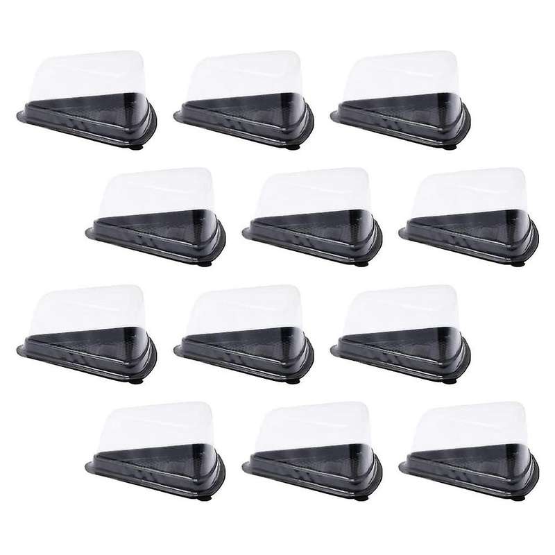 100pcs Cake Slice Clear Container Cheesecake Box with Black Bottom