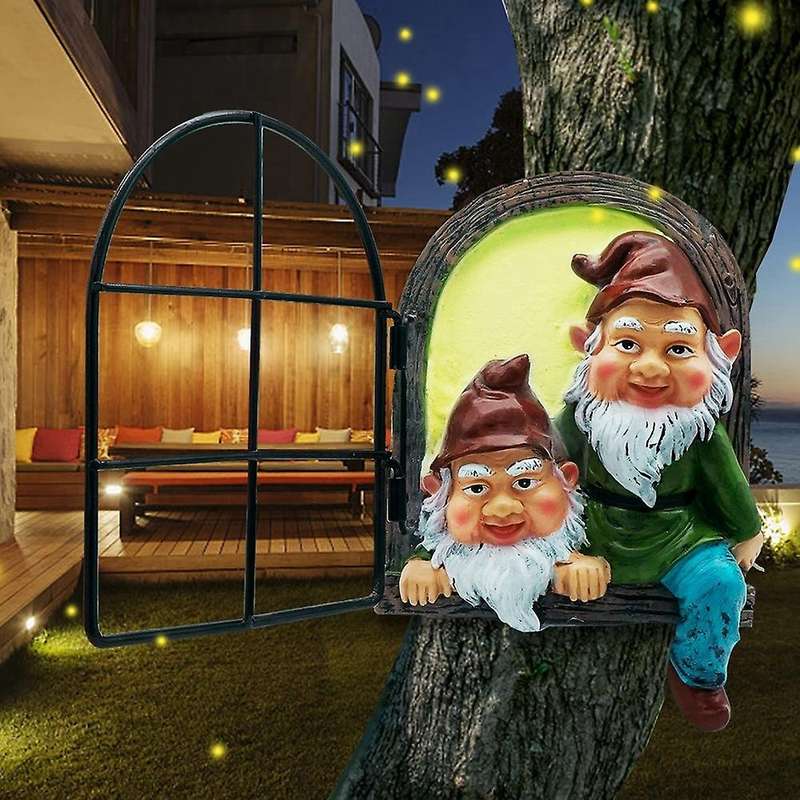 Garden Gnome Statue Elf Out The Door Tree Hugger,for Outdoor Ornament