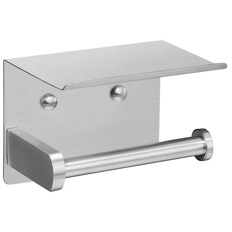 Toilet Paper Holder with Shelf, Toilet Paper Towel Roll Holder Silver