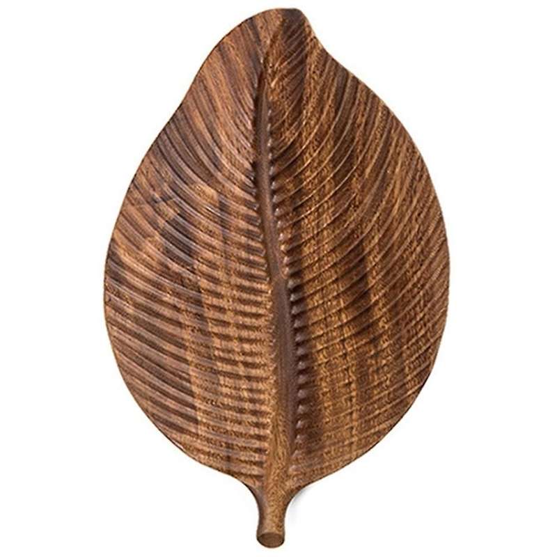 Leaf Shape Storage Fruit Tray Solid Wood Handmade Serving Dessert-l