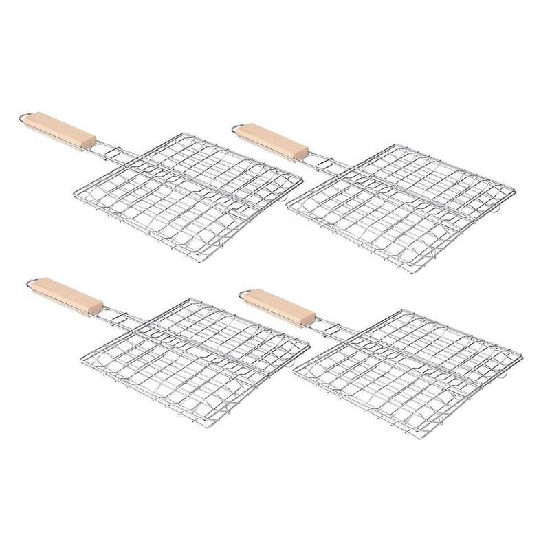 Bbq Net Basket Grilling Baskets for Fish Folding Vegetable Grid Rack