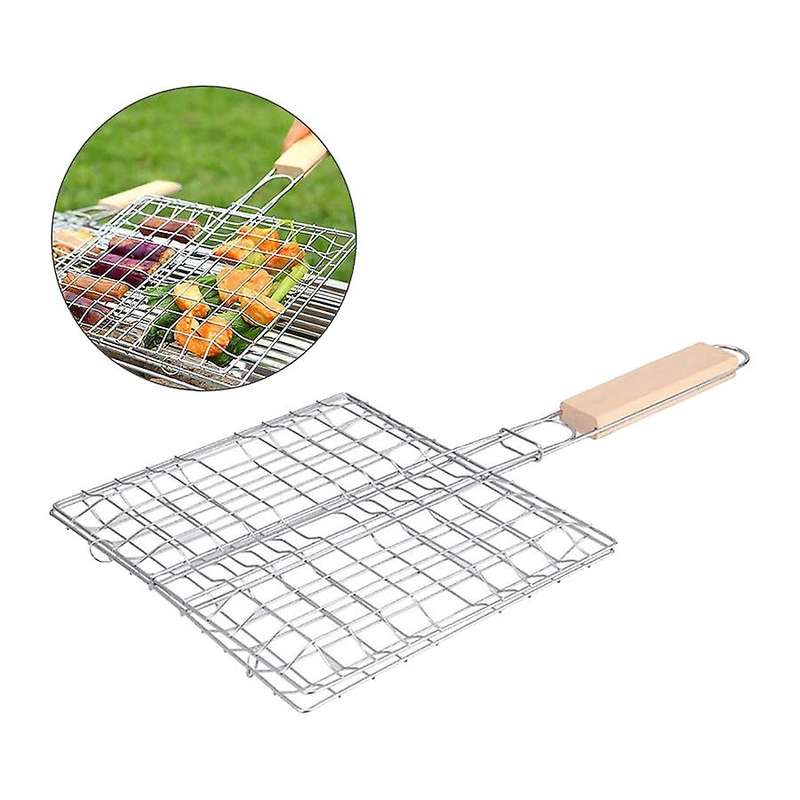 Bbq Net Basket Grilling Baskets for Fish Folding Vegetable Grid Rack