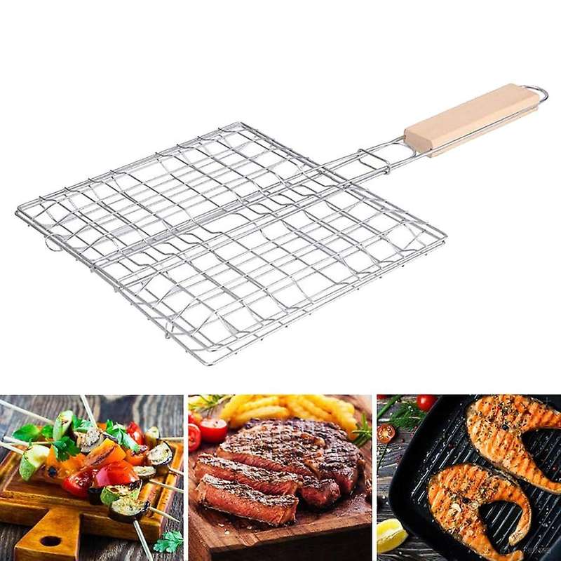 Bbq Net Basket Grilling Baskets for Fish Folding Vegetable Grid Rack