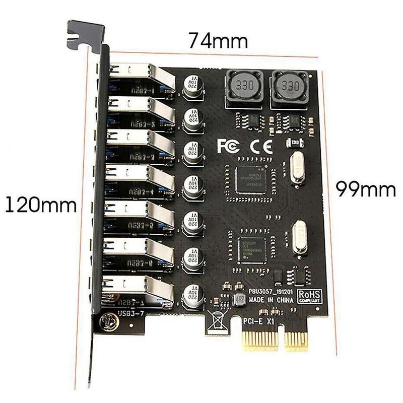 7 Ports Pci-e to Usb 3.0 Hub Pci Expansion Card (nec+via Chip)