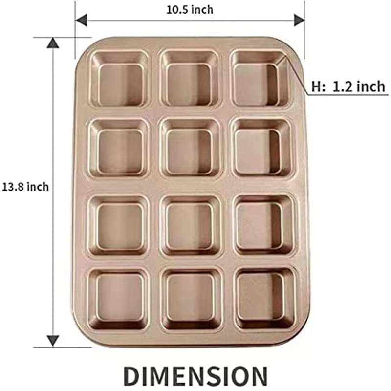 Square Muffin Pan Non-stick Pan 12 Cavity Small Cupcake Pan Mould