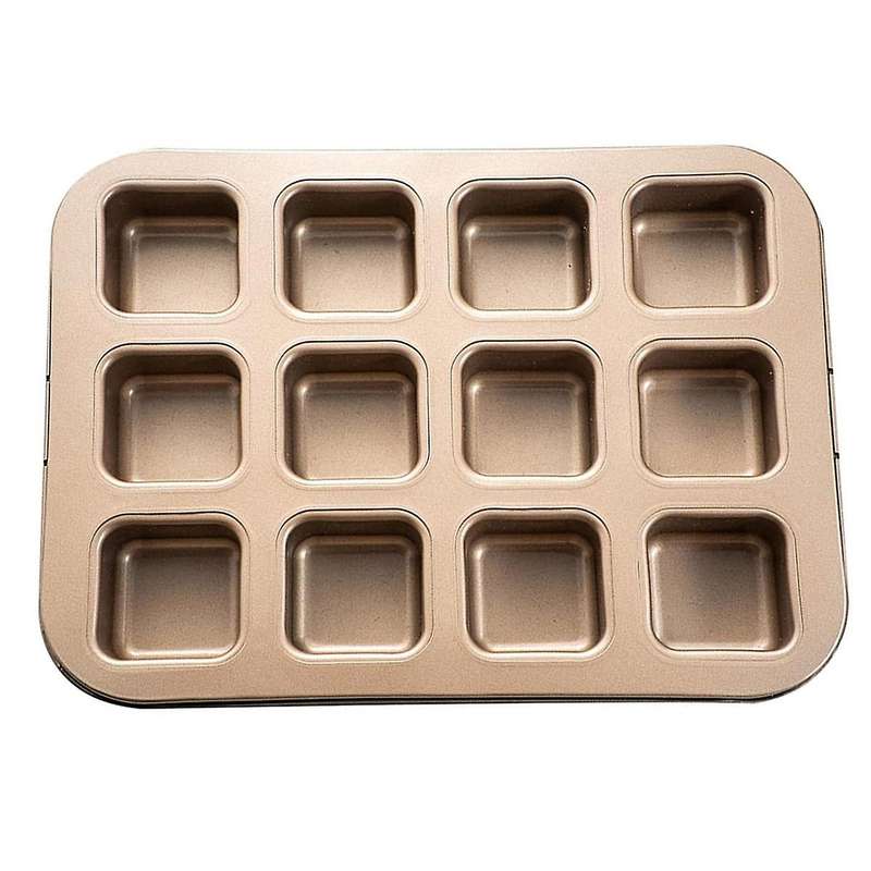 Square Muffin Pan Non-stick Pan 12 Cavity Small Cupcake Pan Mould