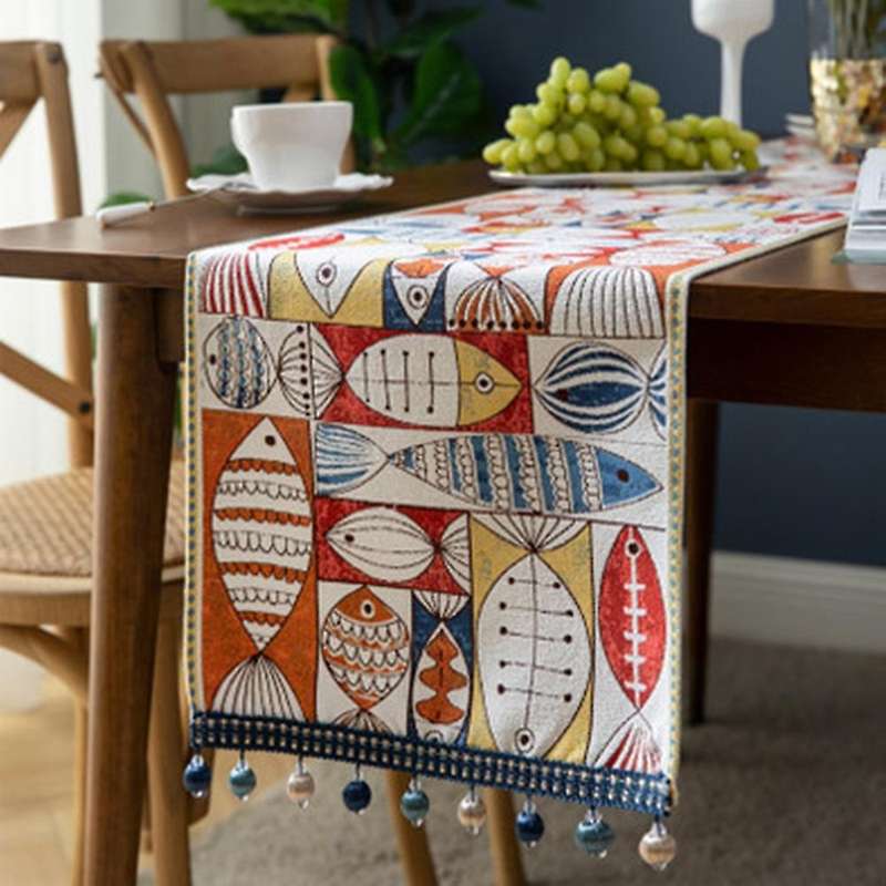 Jacquard Embroidery Table Runners Home Party Coffeetable Decoration-a
