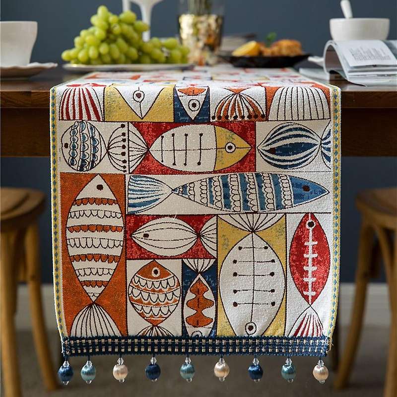 Jacquard Embroidery Table Runners Home Party Coffeetable Decoration-a
