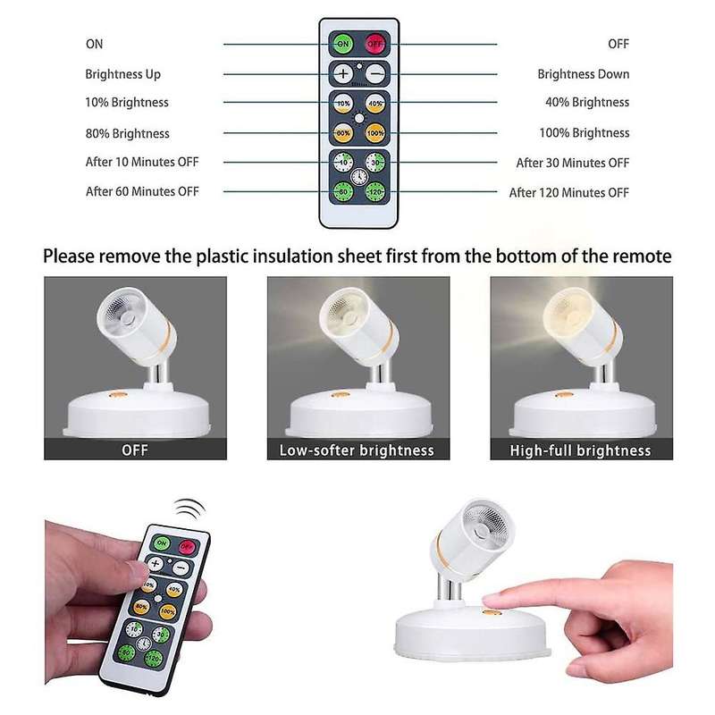 Wireless Spot Lights Battery Operated Rotatable Wall Light(2 Pack)