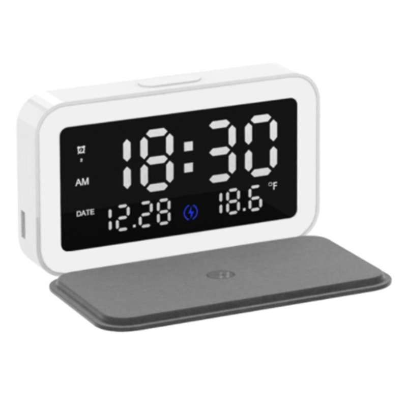 6 In 1 Alarm Clock Wireless Charger with Digital Led for Bedroom 15w