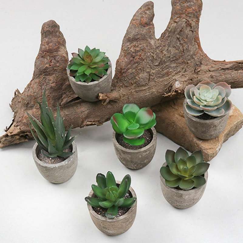 6pcs Small Indoor Faux Houseplants for Shelf Tabletop Desk Decoration