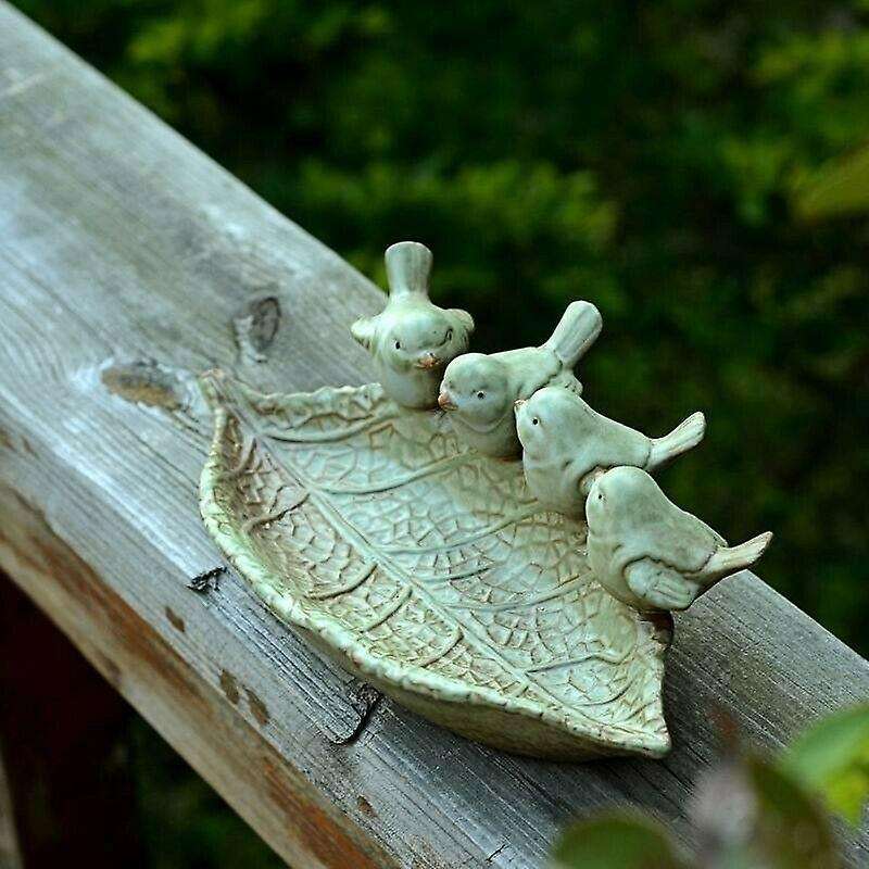 Bird Bath Outdoor Garden Decor Birdbath Feeder Yard Bowl Ceramics