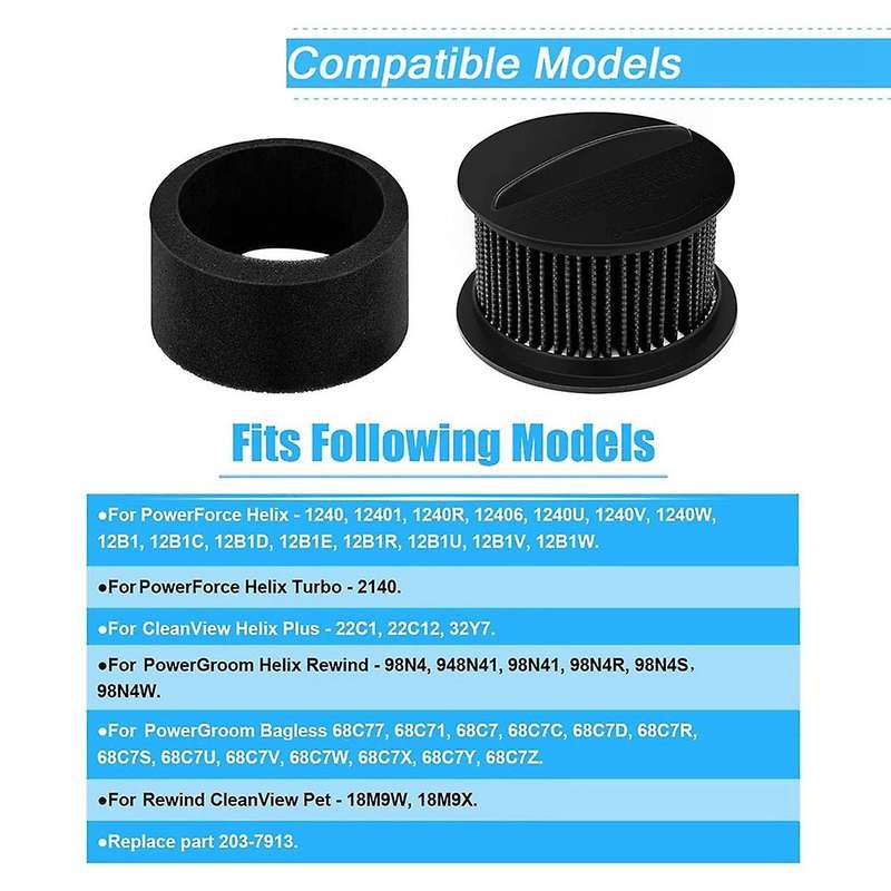 6 Pack Filter for Bissell Power Force & Helix Turbo Bissell, 203-7913
