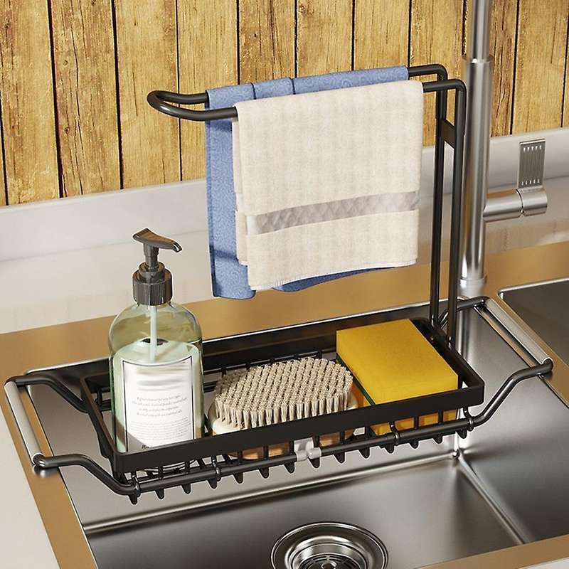 Sponge Holder for Kitchen Sink, Expandable (16.7-21.2inch) Sink Caddy