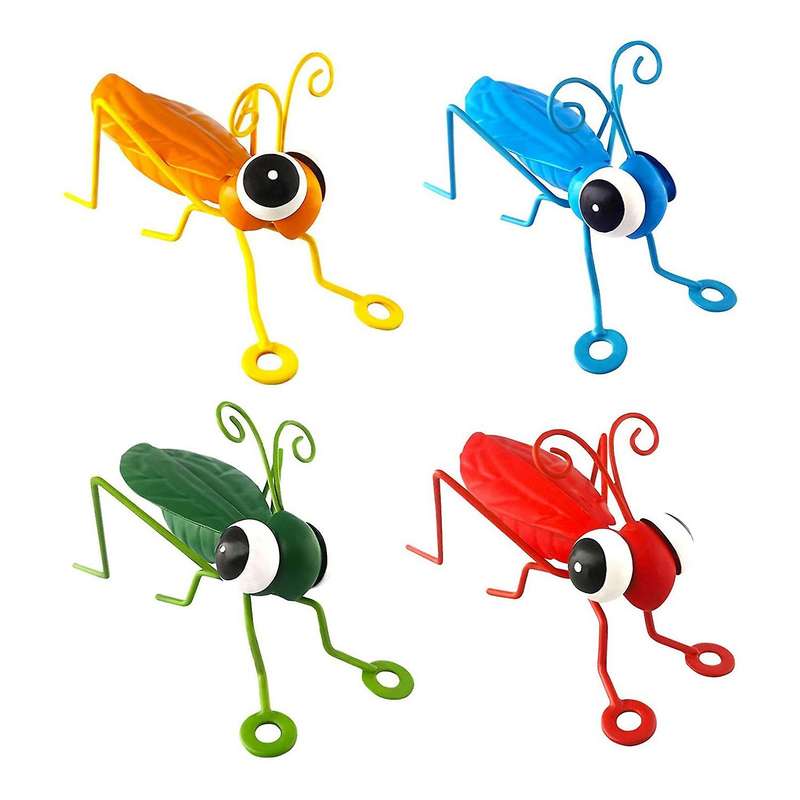 4pcs Metal Mantis Grasshopper Garden Yard Art Ornaments Sculpture