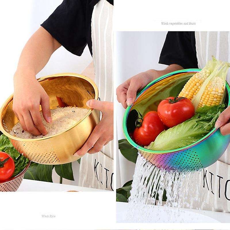 Strainer Basket Stainless Steel Filter Kitchen Gadget -rainbow