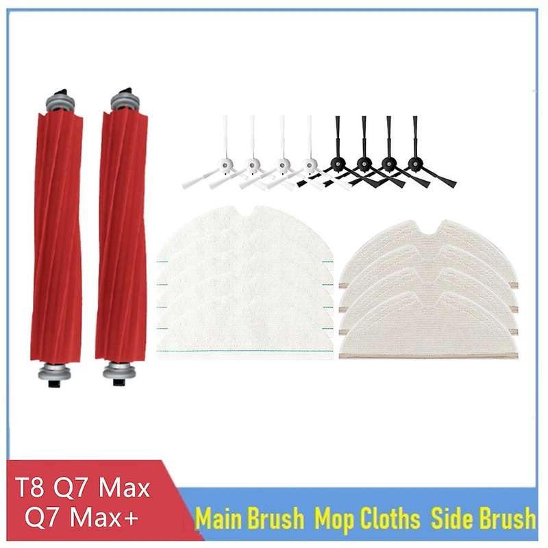 19pcs Main Side Brush Mop Cloth for Roborock T8 / Q7 Max/max+ Vacuum