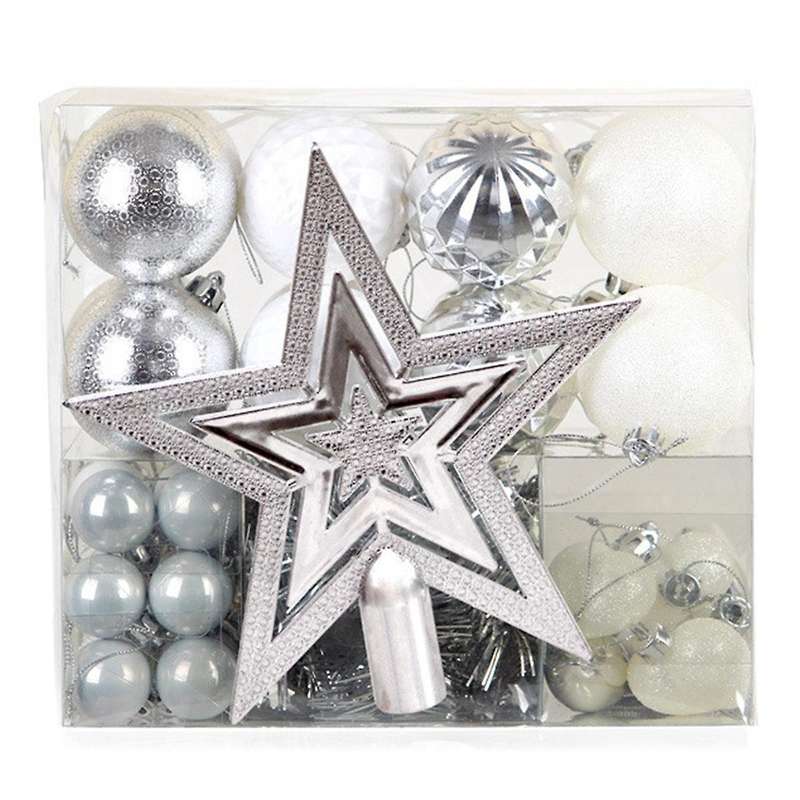 Christmas Tree Decoration Pendant 50 Christmas Balls Silver and White