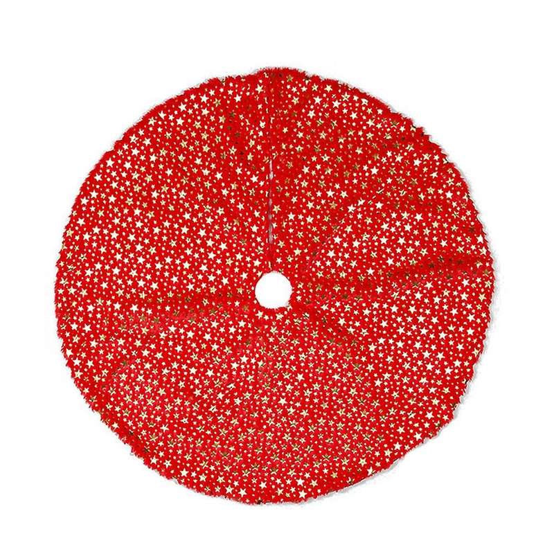 Five-pointed Star Christmas Tree Skirt Printed Decoration (red)