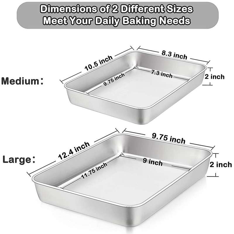 Lasagna Pan Set Of 2, Rectangular Cake Pan Deep Baking Sheet