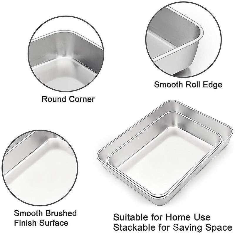 Lasagna Pan Set Of 2, Rectangular Cake Pan Deep Baking Sheet