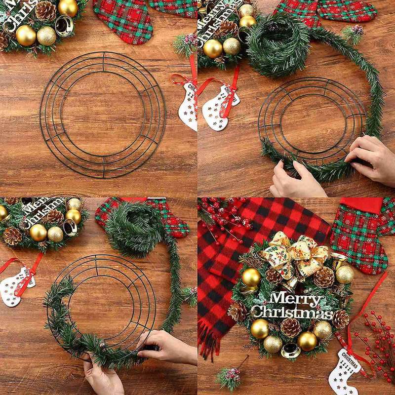 6 Pieces Dark Green Wire Wreath Rings Wire Wreath Frame