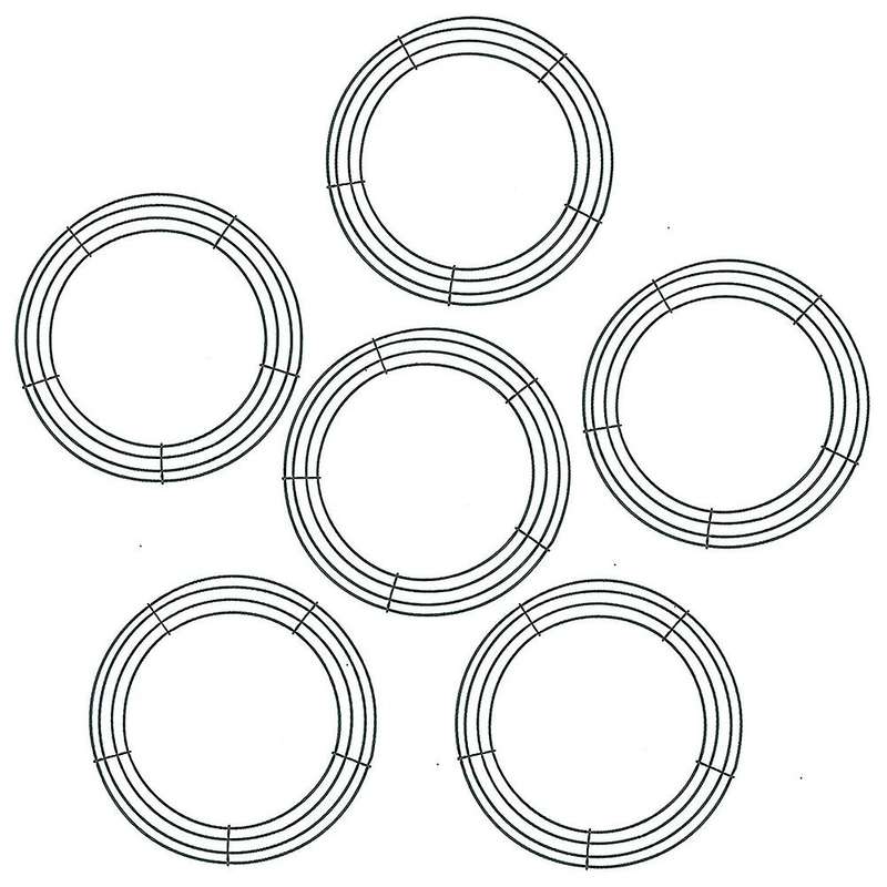 6 Pieces Dark Green Wire Wreath Rings Wire Wreath Frame