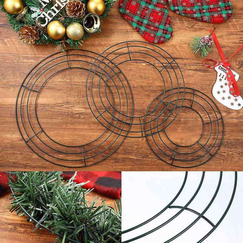 6 Pieces Dark Green Wire Wreath Rings Wire Wreath Frame