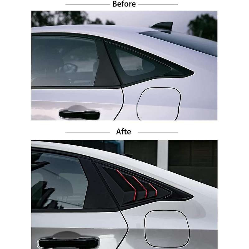For Honda Civic 2022 Rear Side Window Louvers,matt Black Red