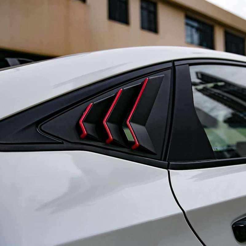 For Honda Civic 2022 Rear Side Window Louvers,matt Black Red
