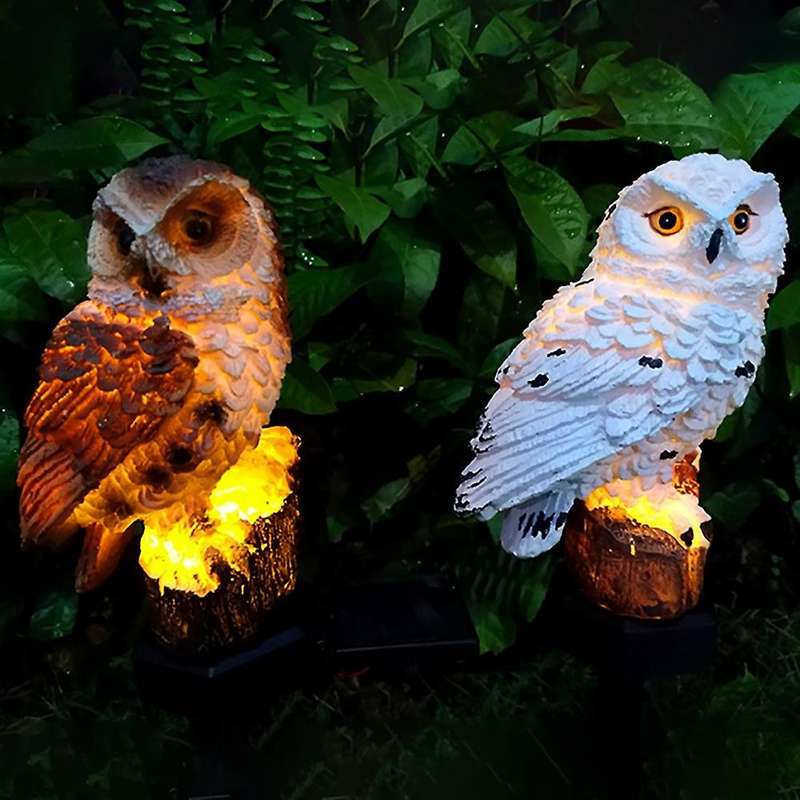 2pcs Outdoor Solar Lawn Lamp Garden Waterproof Path Owl Design B