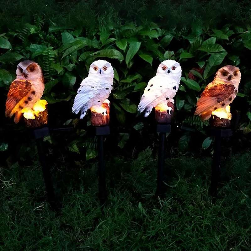 2pcs Outdoor Solar Lawn Lamp Garden Waterproof Path Owl Design B