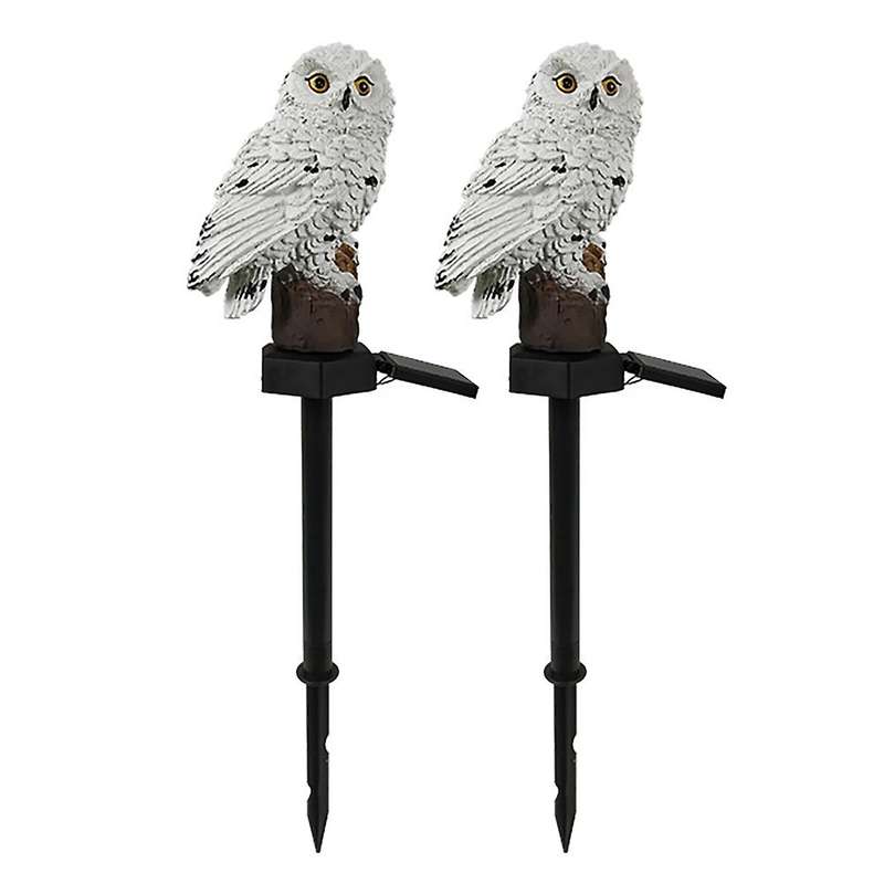 2pcs Outdoor Solar Lawn Lamp Garden Waterproof Path Owl Design A