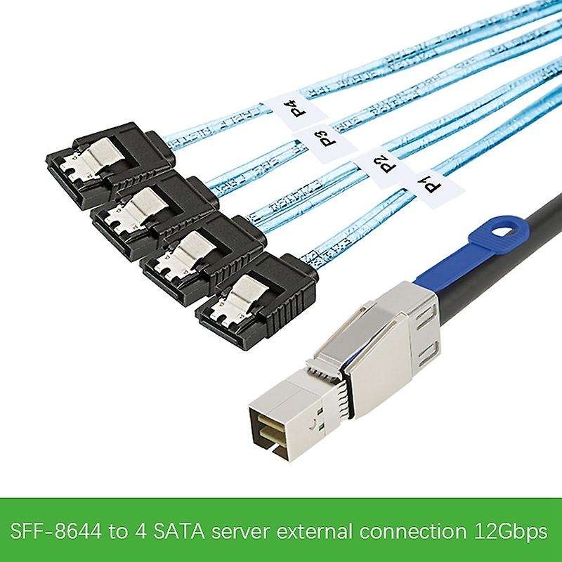 Mini Sas Hd Sff-8644 to 4 X Sata 7pin Hard Disk Cable 12gbps Server