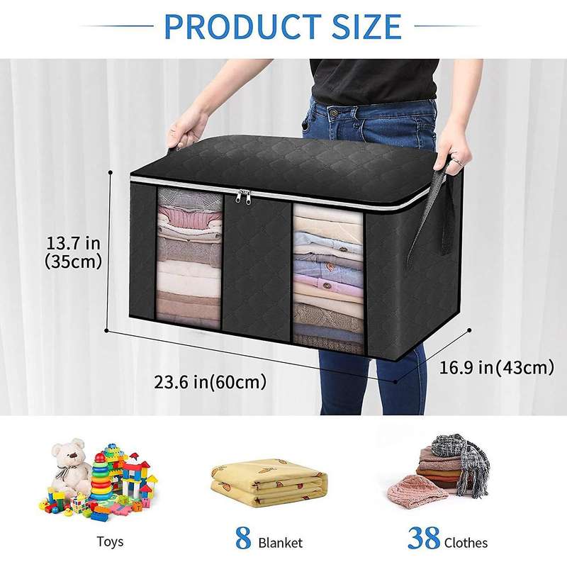 3pc Non-woven Fabric Closet Organizer Foldable Clothes Storage Bag-2