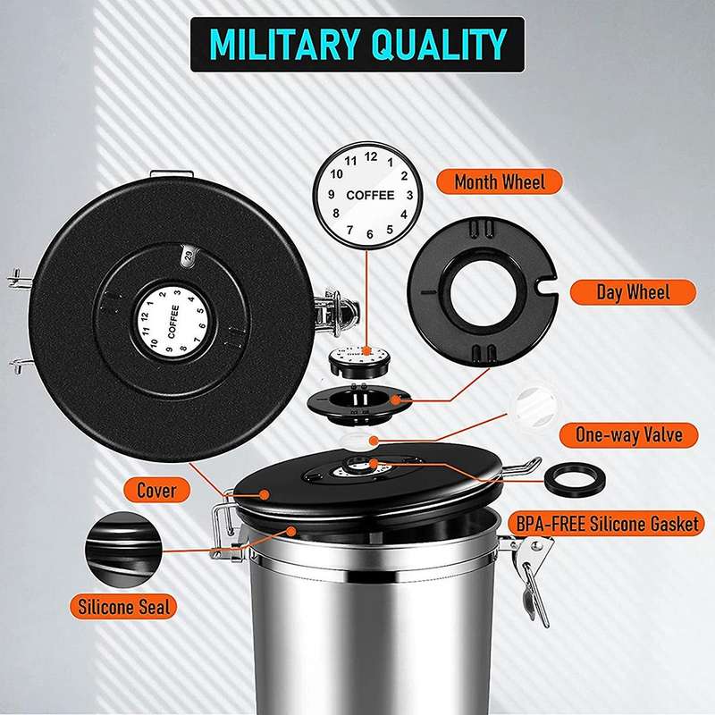 Airtight Coffee Cans,1.5l Coffee Bean Container,storage Jar