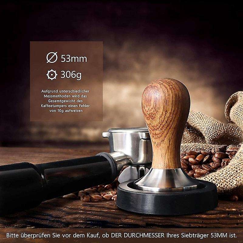 Espresso Tamper 53 Mm, Kaffee Tamper Aus Edelstahl Und Echtholzgriff